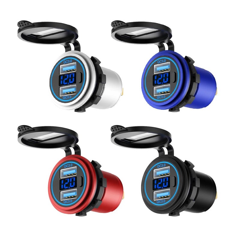 Bluejw 36W QC3.0 Dual USB Car Charger, 12V/24V Motorcycle Touch Switch Fast Charger Socket, Automobile Chargers - Image 2